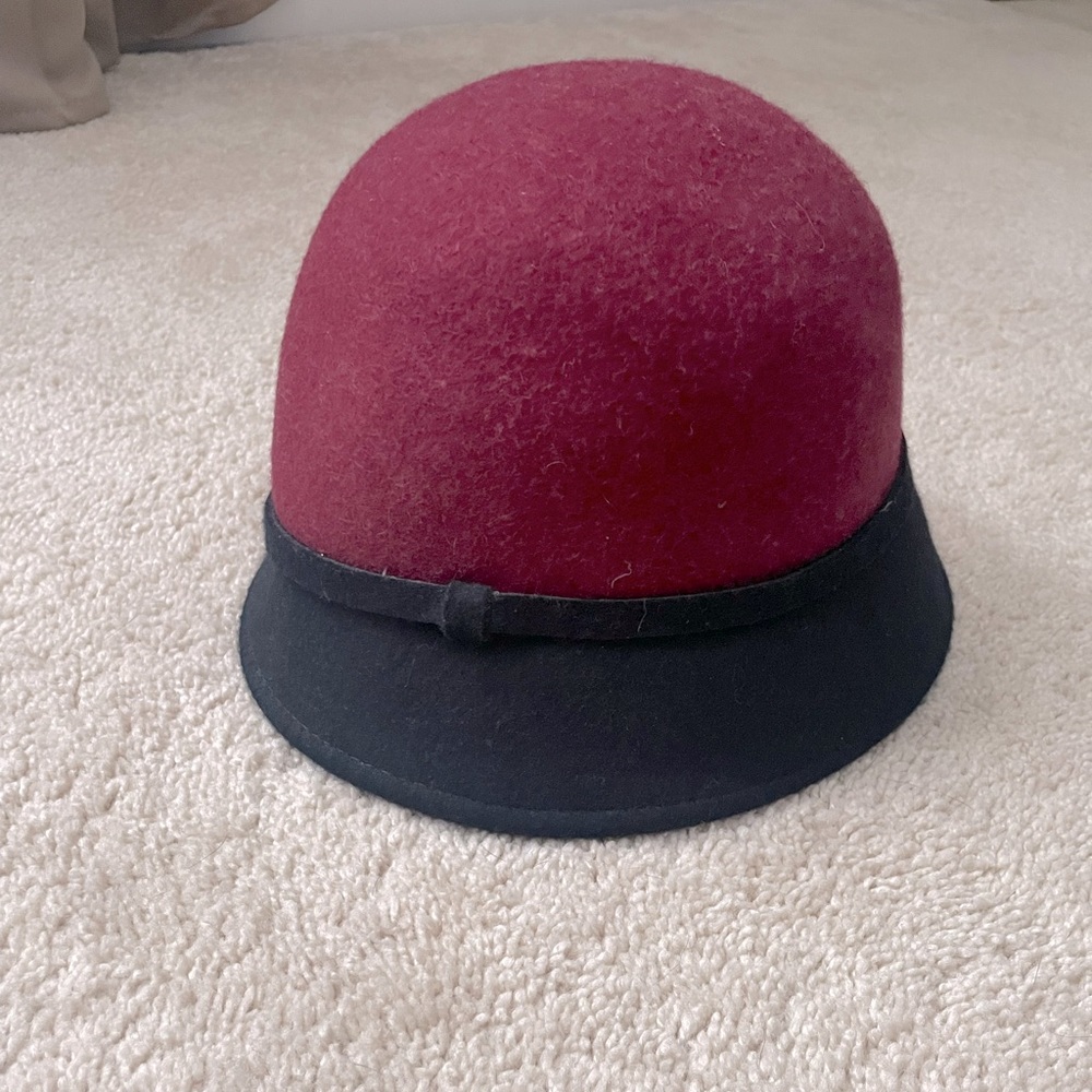 Maroon and navy hat from Anthropologie